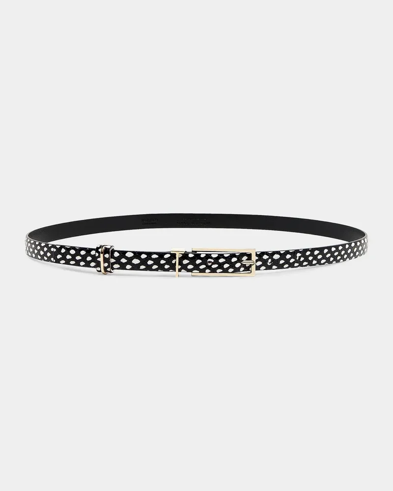 Snakeskin-Embossed Printed Leather Belt
