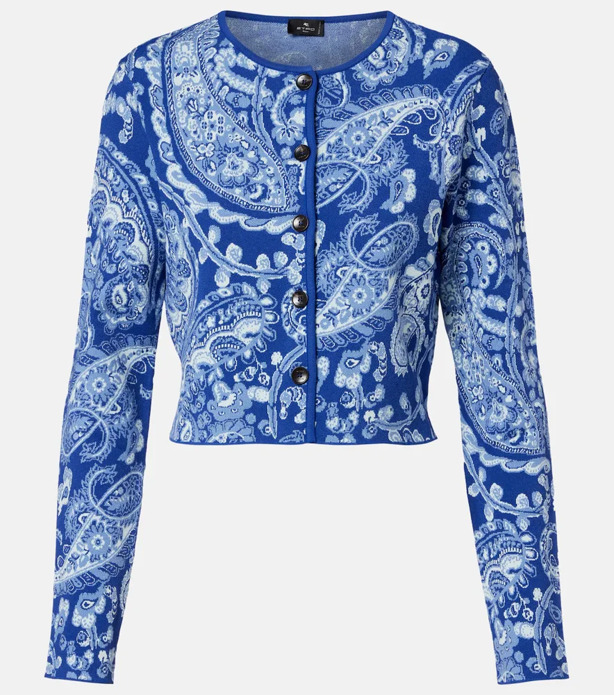 Paisley Cropped Jacquard Cardigan