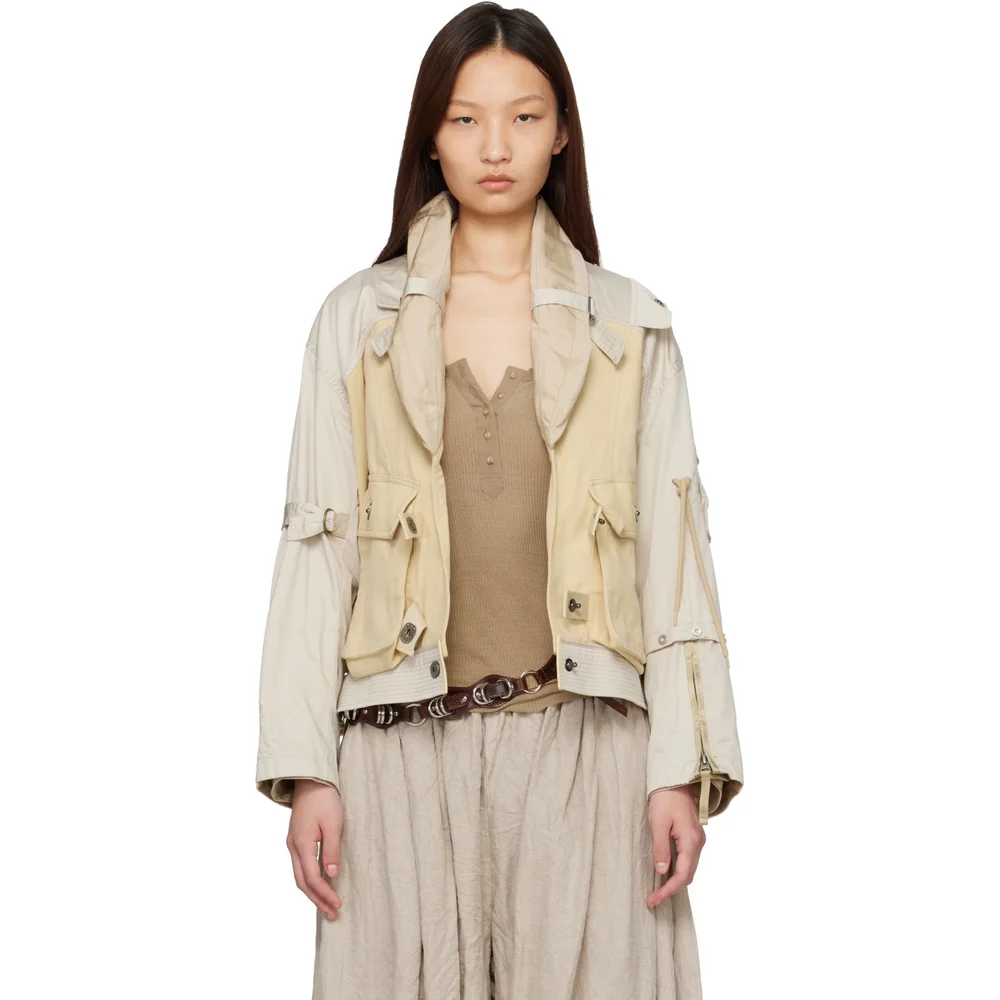 Beige Julissa Cotton Bomber Jacket
