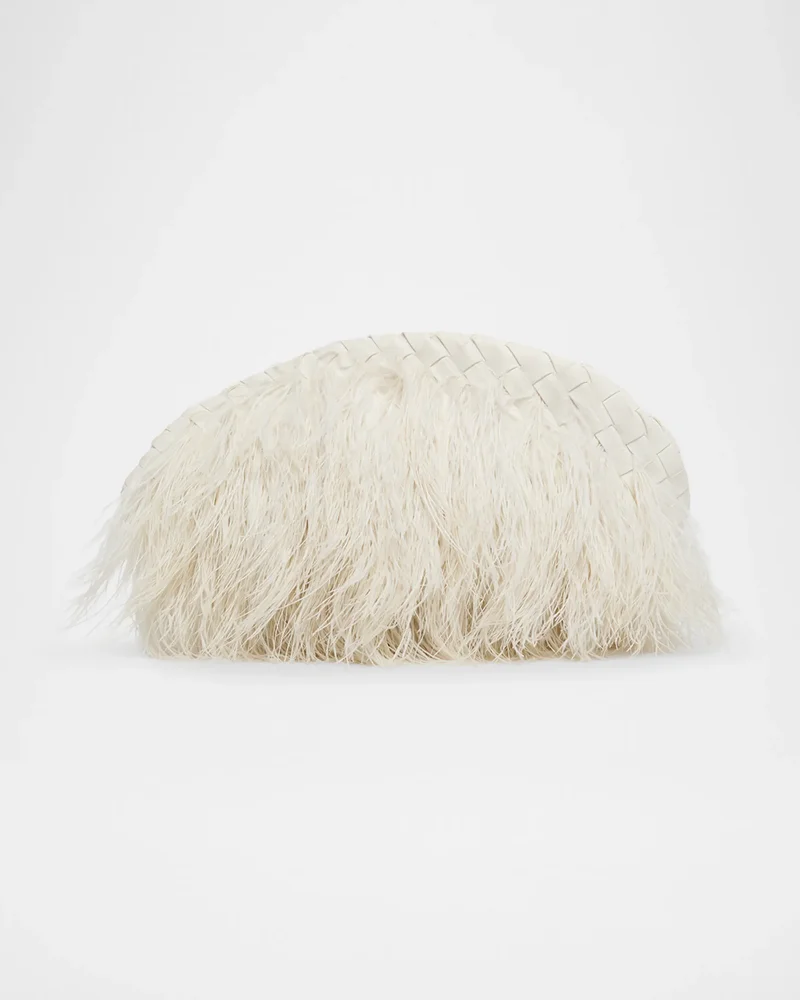 Nappa Leather & Feather Clutch Bag