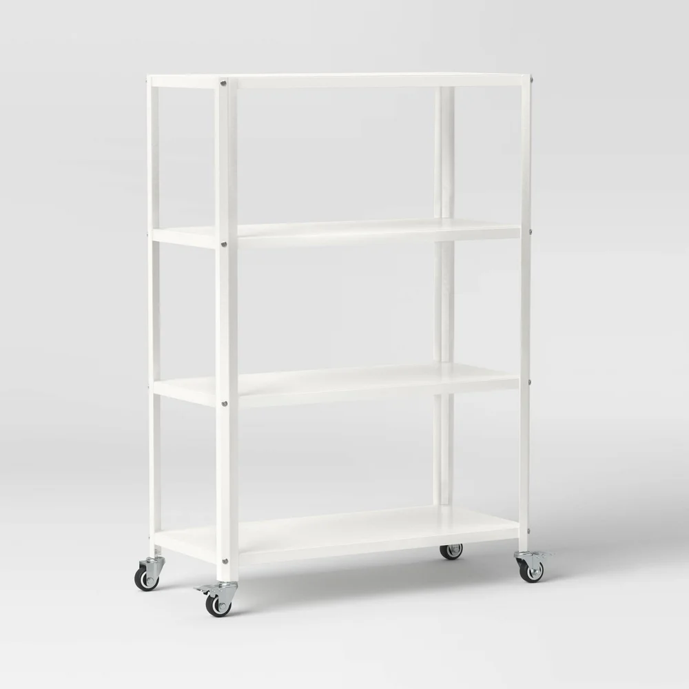 Small 44" 3 Shelf Rolling Metal Bookcase