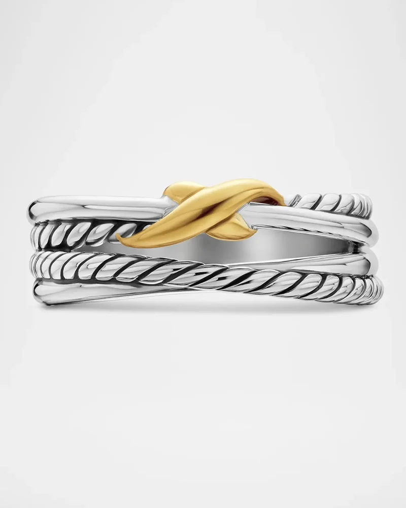 X Crossover Ring in Silver with 18K Gold, 6mm