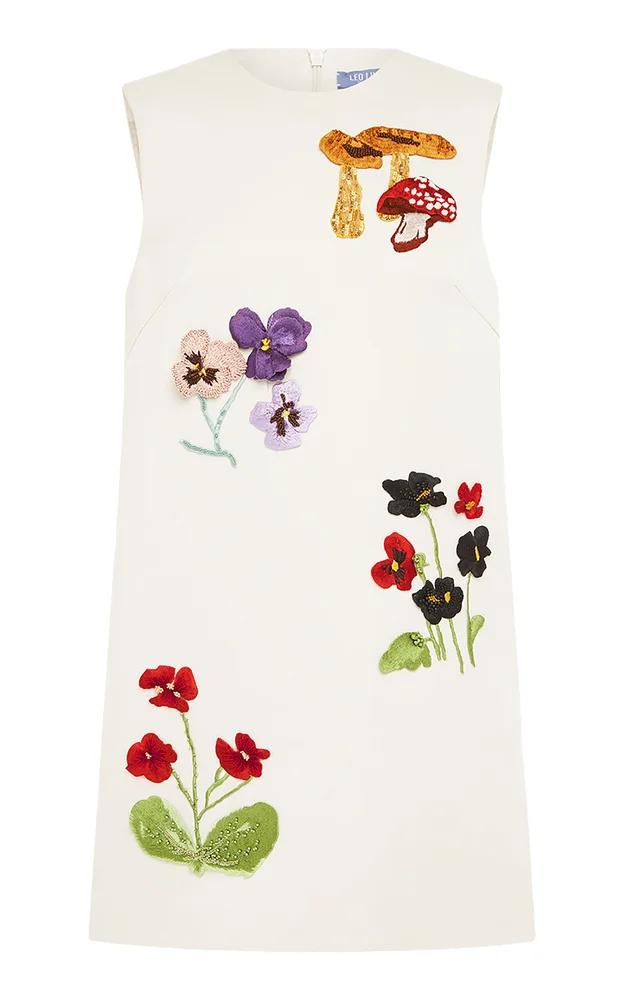 Yvonne Embroidered Satin MIni Dress