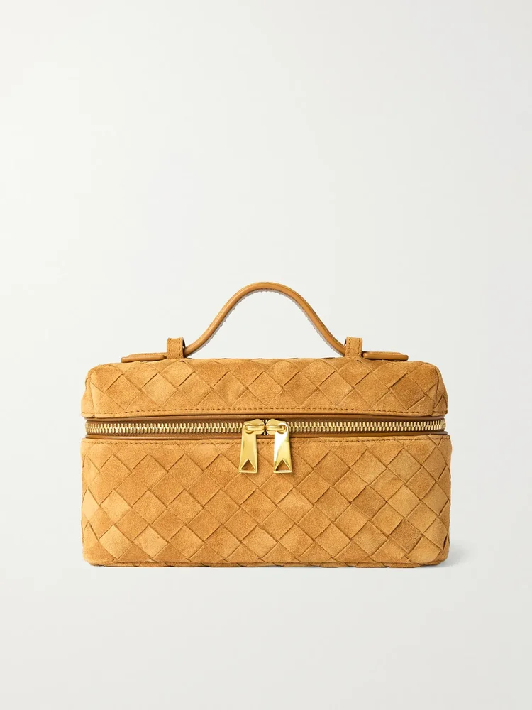 Bang Bang Intrecciato suede top-handle bag