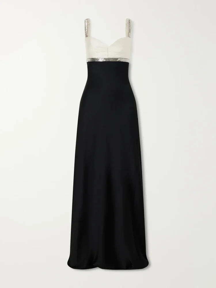 shania sequin embellished satin gown