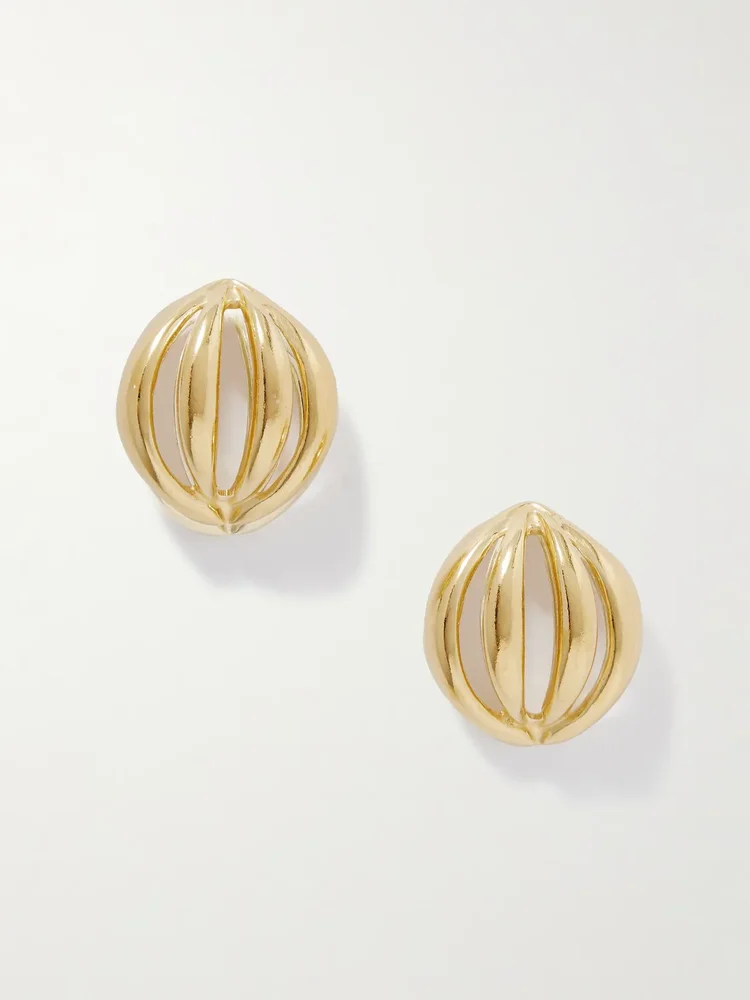 Flower Bud large gold-plated earrings
