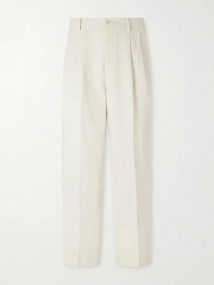 Tapered Cotton and Linen-Blend Trousers