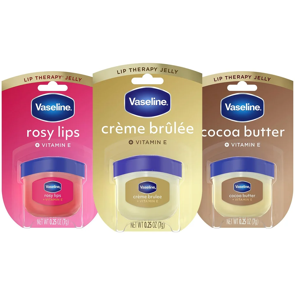 Lip Therapy Variety Mini Lip Balm Set in Creme Brulee, Rosy Lips, Cocoa Butter