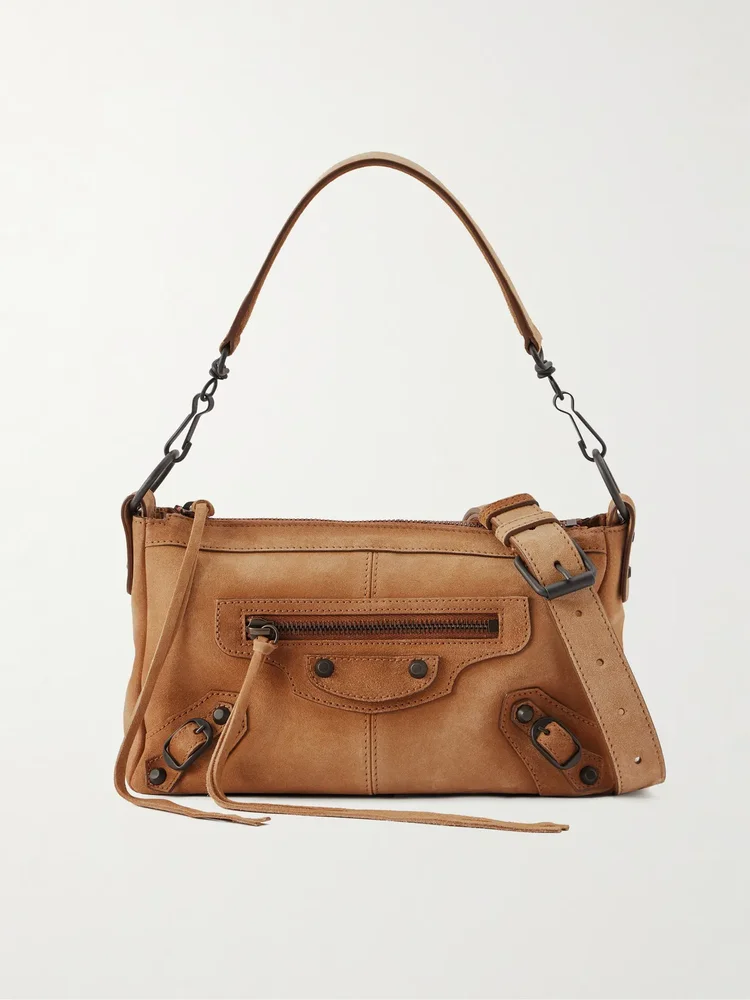Balenciaga Le City Moto mini suede shoulder bag