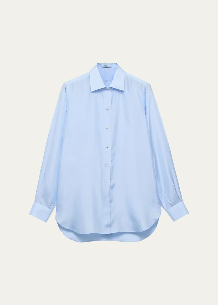Silk Poplin Button-Down Shirt
