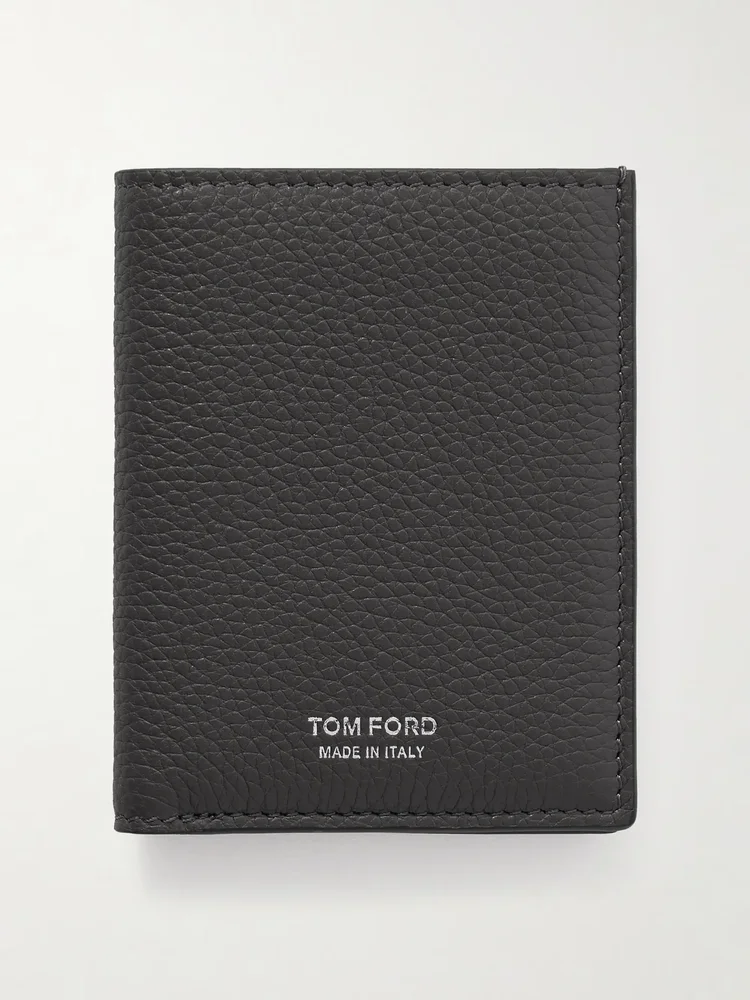 Full-Grain Leather Bifold Cardholder, Gray