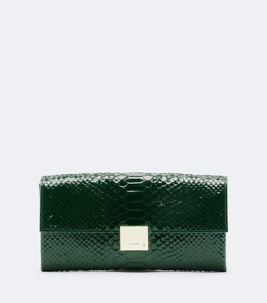 Jean Small snake-effect leather clutch