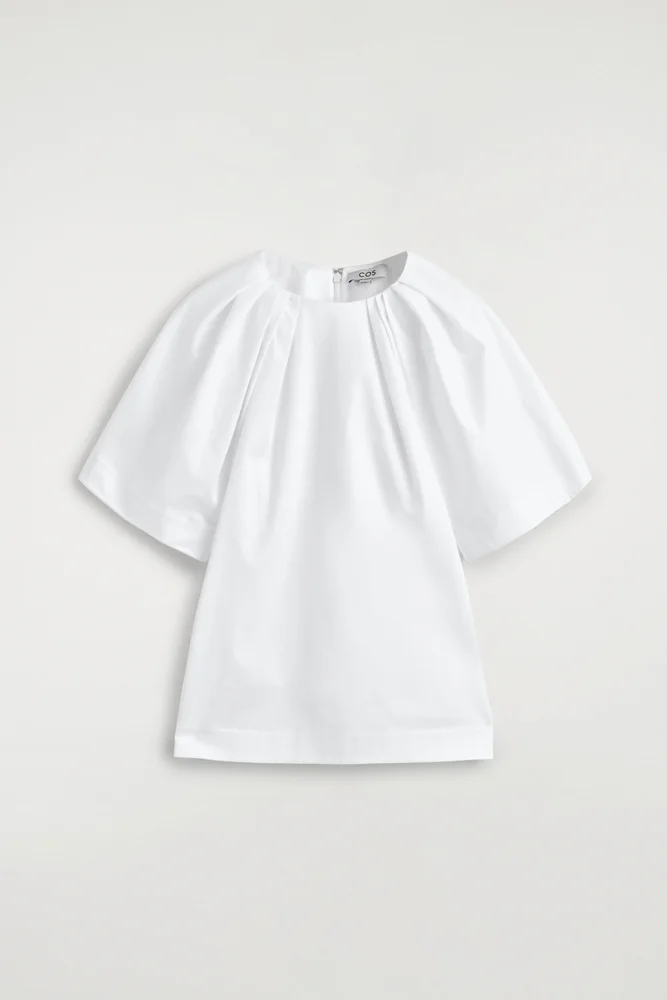Gathered Short-sleeved Cotton Top