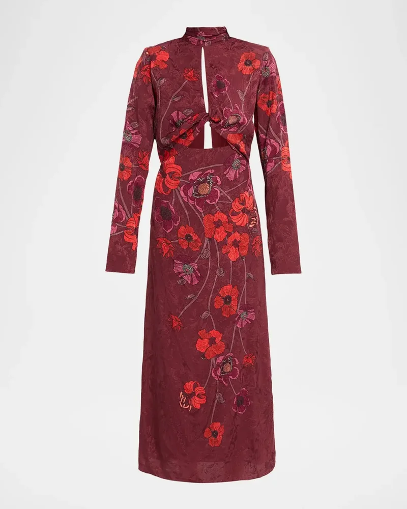 In The Woods Printed Jacquard Ankle Dress