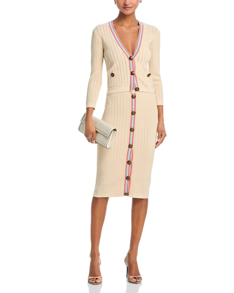 Irvin Pointelle Cropped Cardigan & Melania Knit Skirt