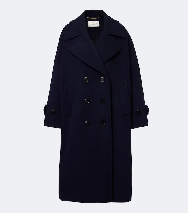 Double breasted wool-blend coat