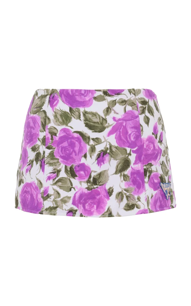 Floral High-Rise Mini Swim Skirt