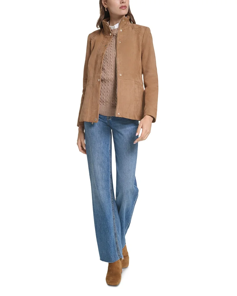 Stand Collar Suede Jacket
