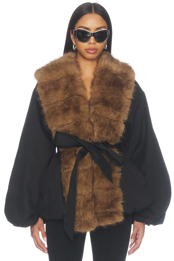 Donatella Short Faux Fur Collar Jacket