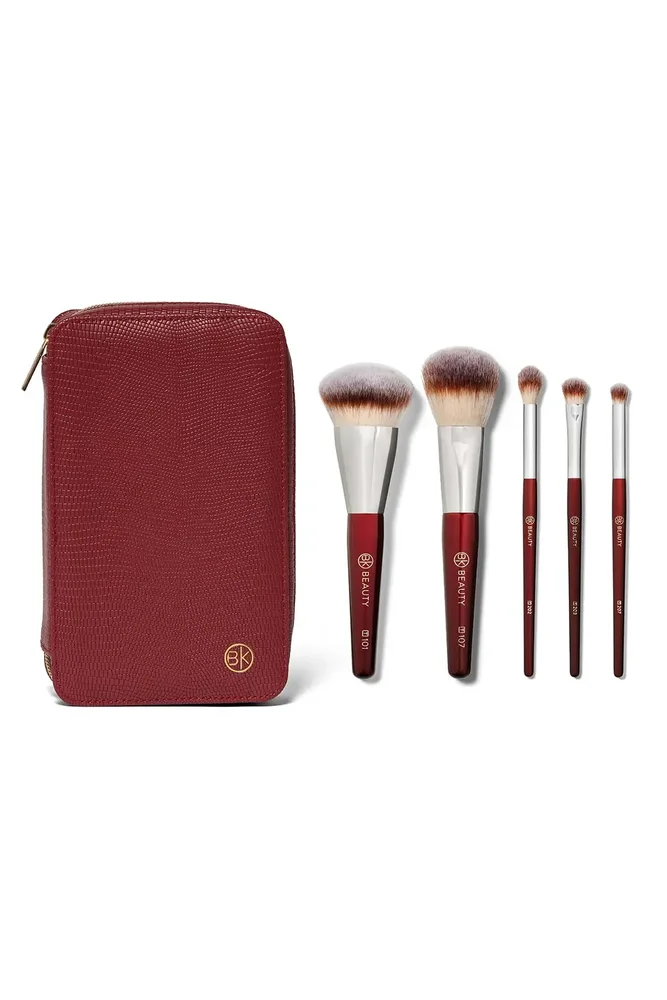 Travel Brush Set with Vegan Leather Pouch