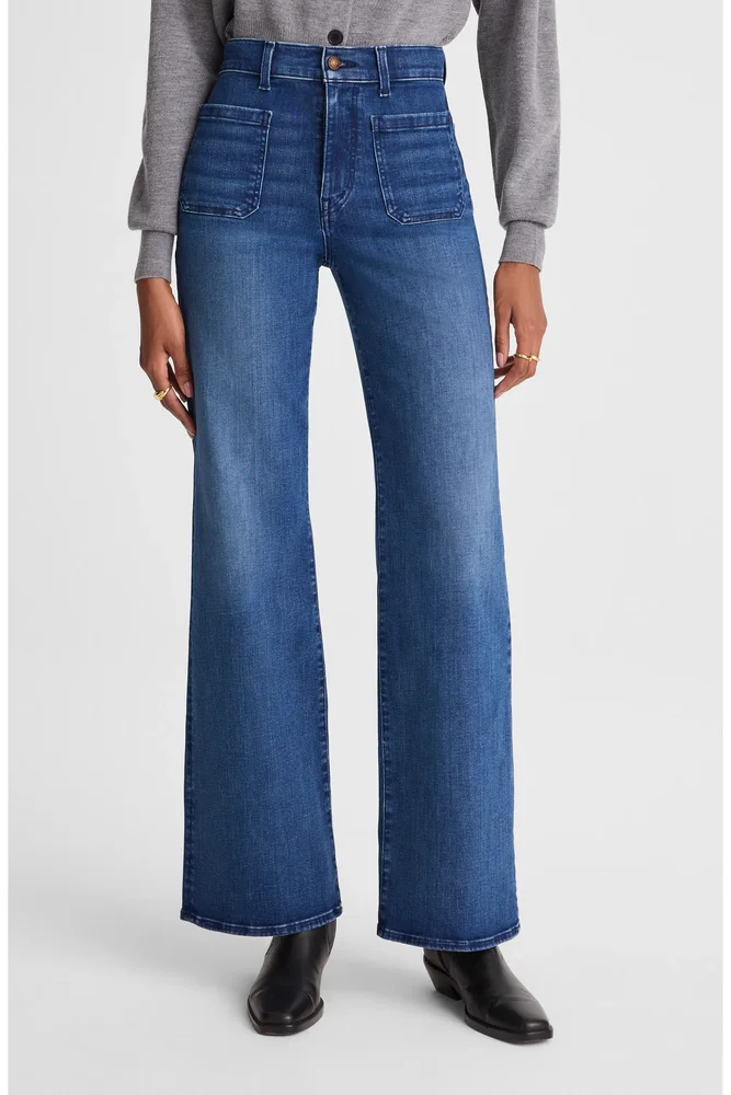 Emmy Patch Pocket High Waist Wide Leg Jeans