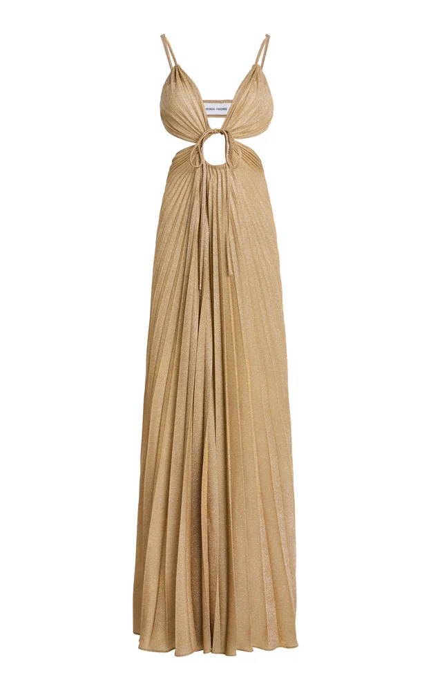 Deity Plisse Metallic Knit Maxi Dress