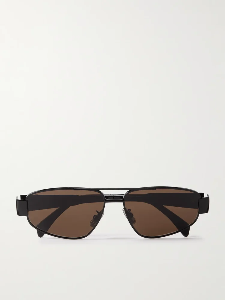 Triomphe aviator-style metal and acetate sunglasses