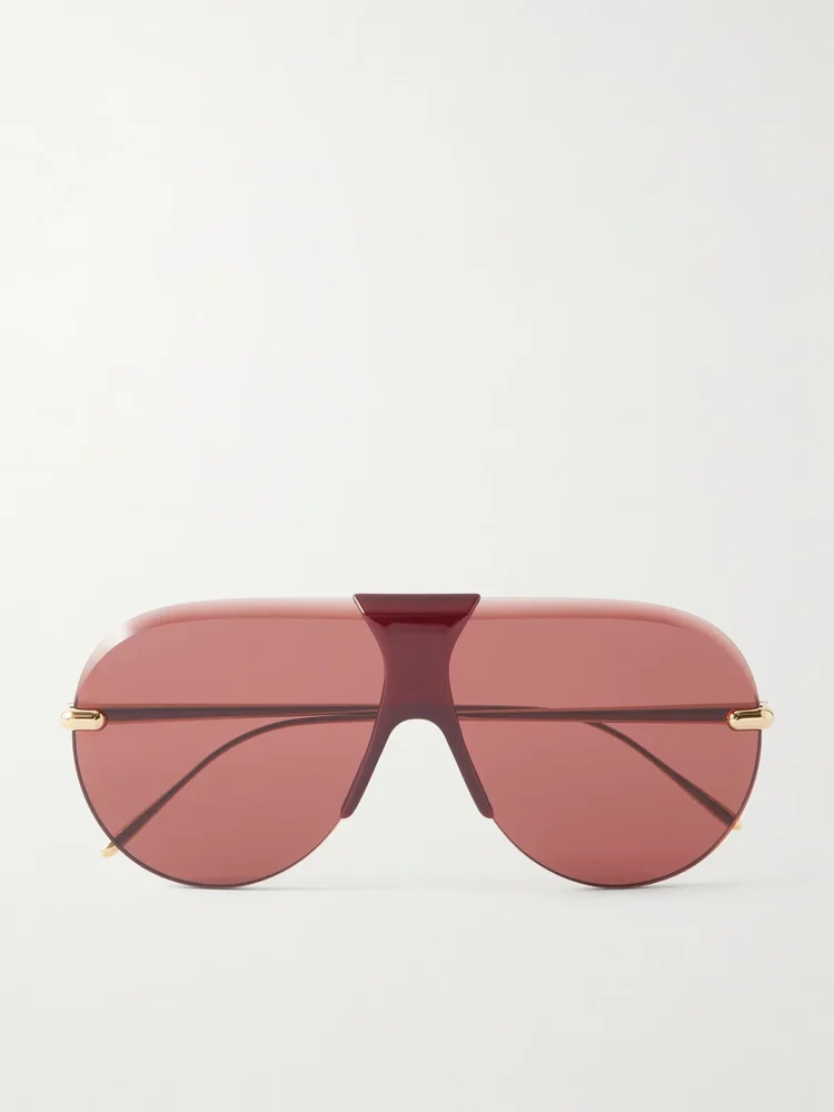 Aviator-Style Gold-Tone and Acetate Sunglasses