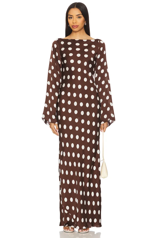 Long Dress in Brown & White