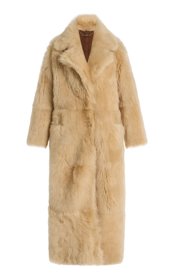 Evita Long Shearling Coat By Nour Hammour