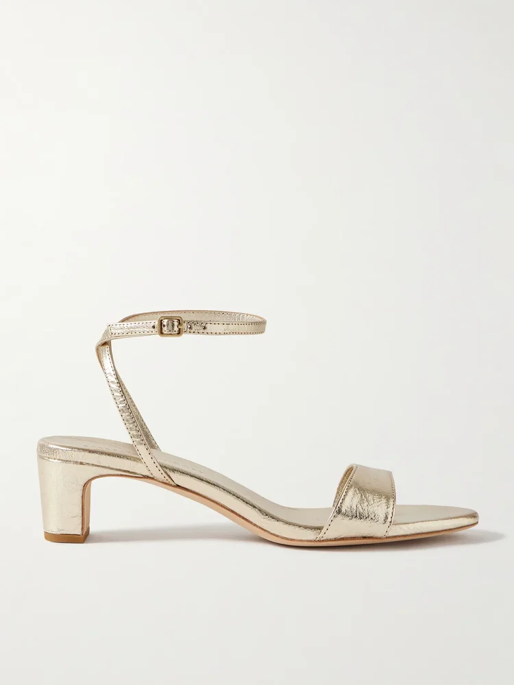 Alice metallic cracked-leather sandals