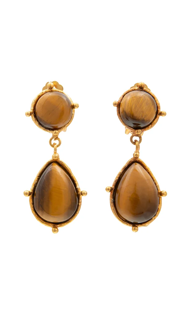 22kt Yellow Gold Plated 2 Pierres Dot Earrings