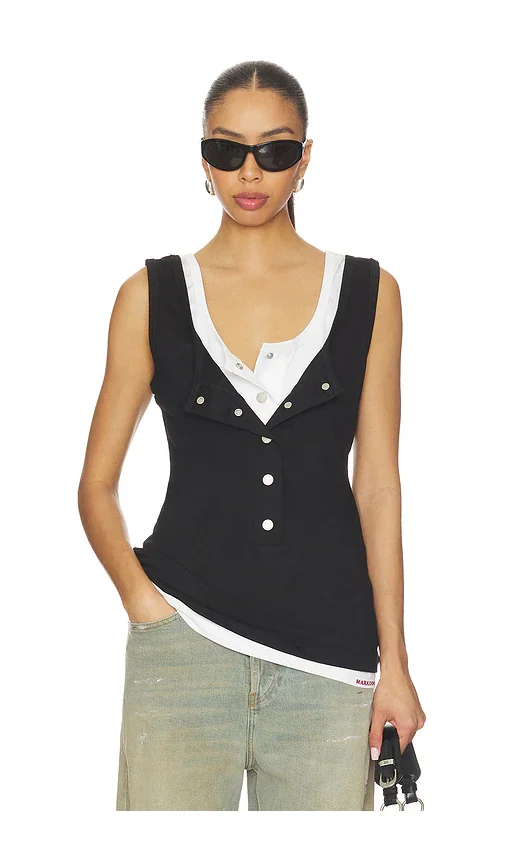 Layered Open-collared Vest