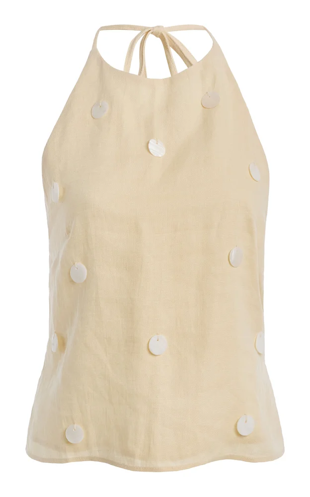 Oceane Embellished Linen Top