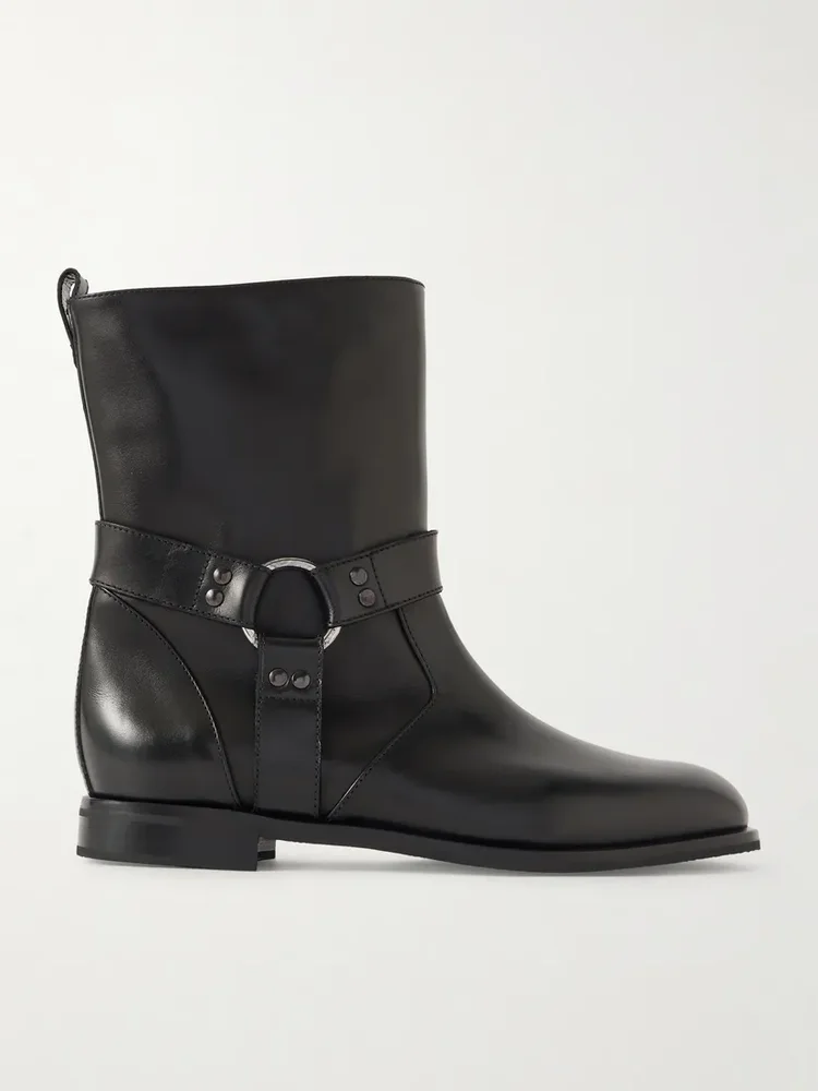 Calica buckled leather biker boots