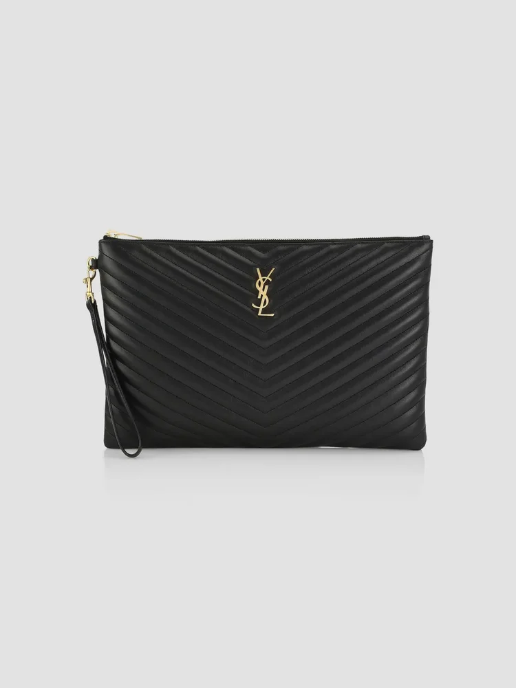 Logo Matelassé Leather Pouch