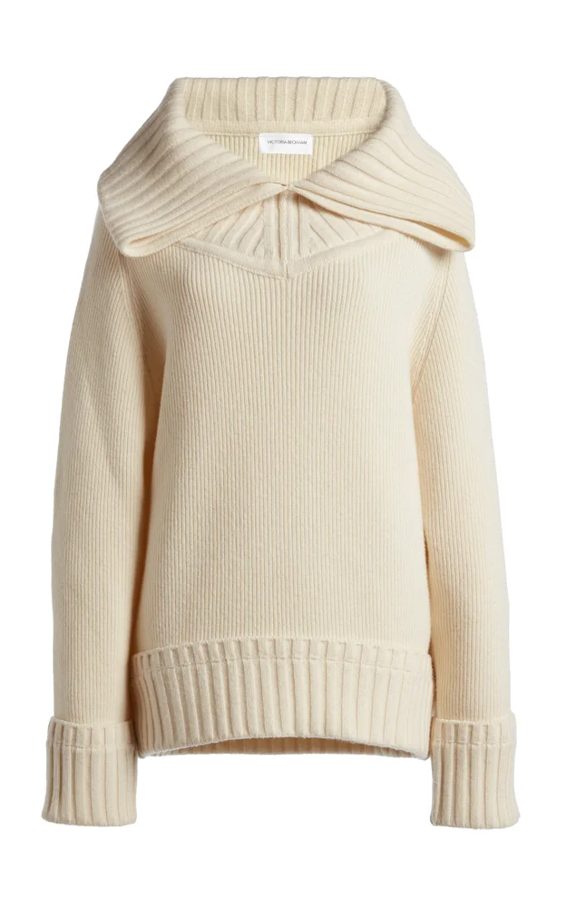 Wide-Collar Wool-Blend Sweater