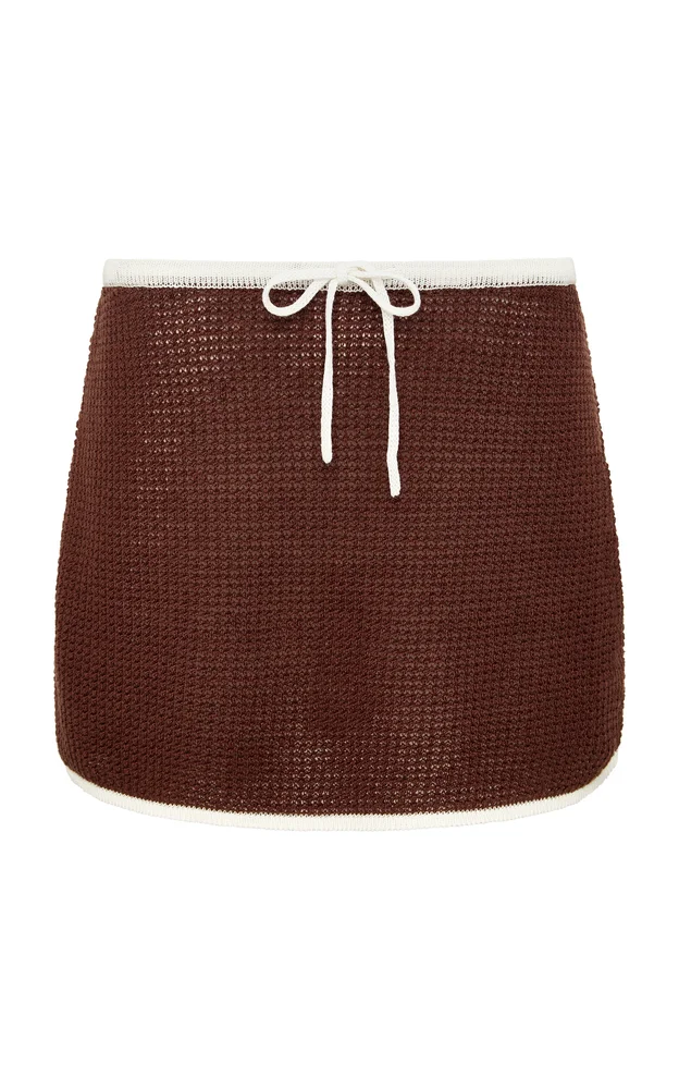 Linen Knit Mini Drawstring Skirt