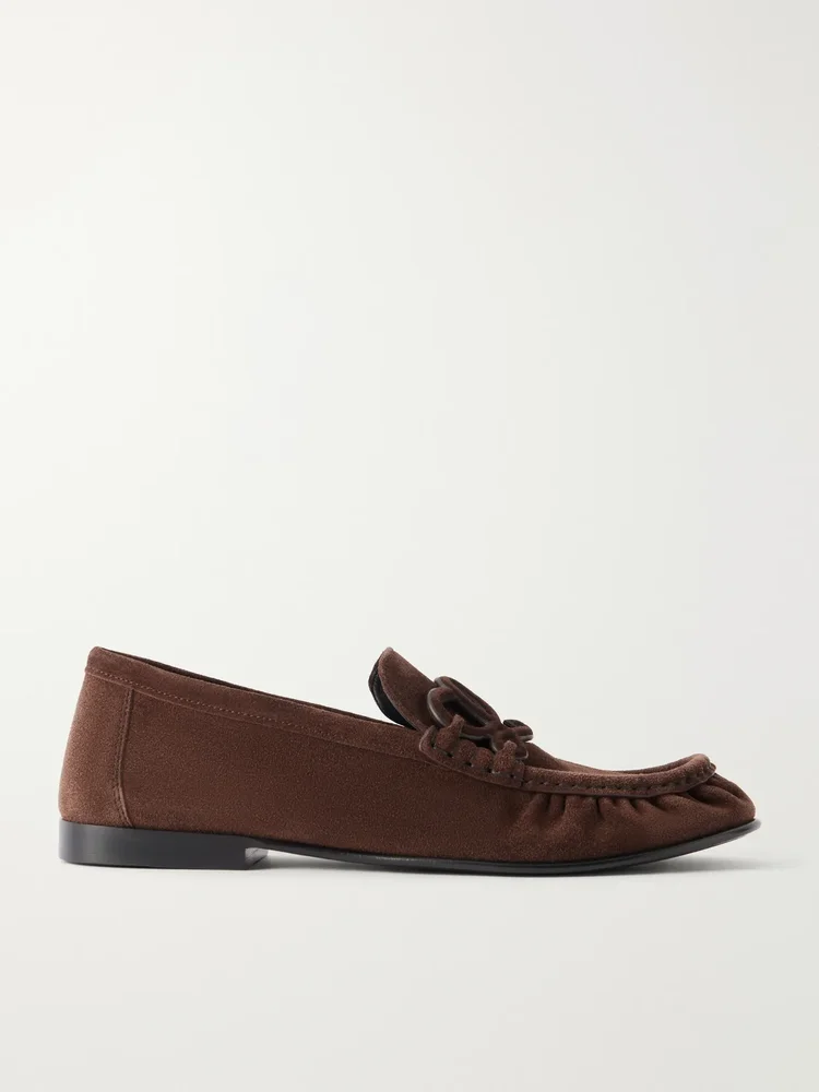 Double L suede loafers