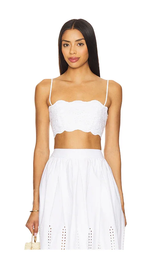 Embroidered Poplin Micro String Top Susana Monaco