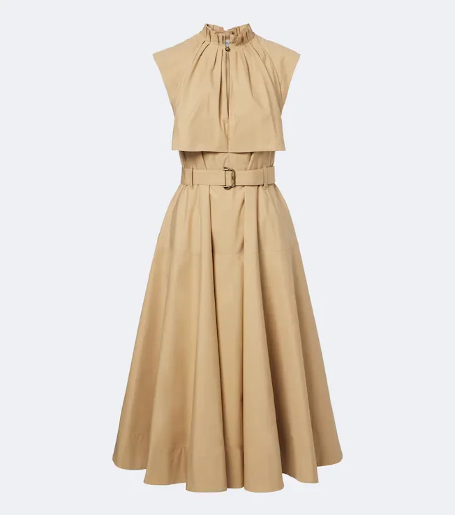 Caped cotton poplin midi dress