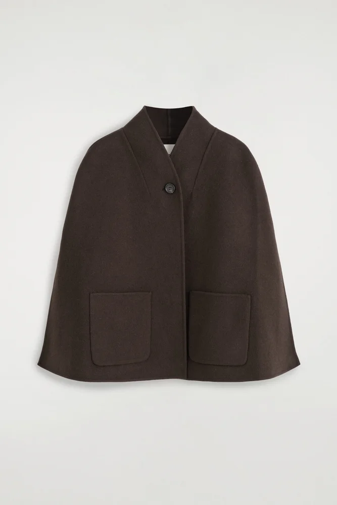 Shawl-collar Double-faced Wool Cape