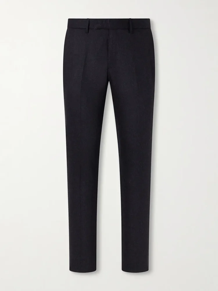 Straight-Leg Stretch Wool-Blend Flannel Trousers