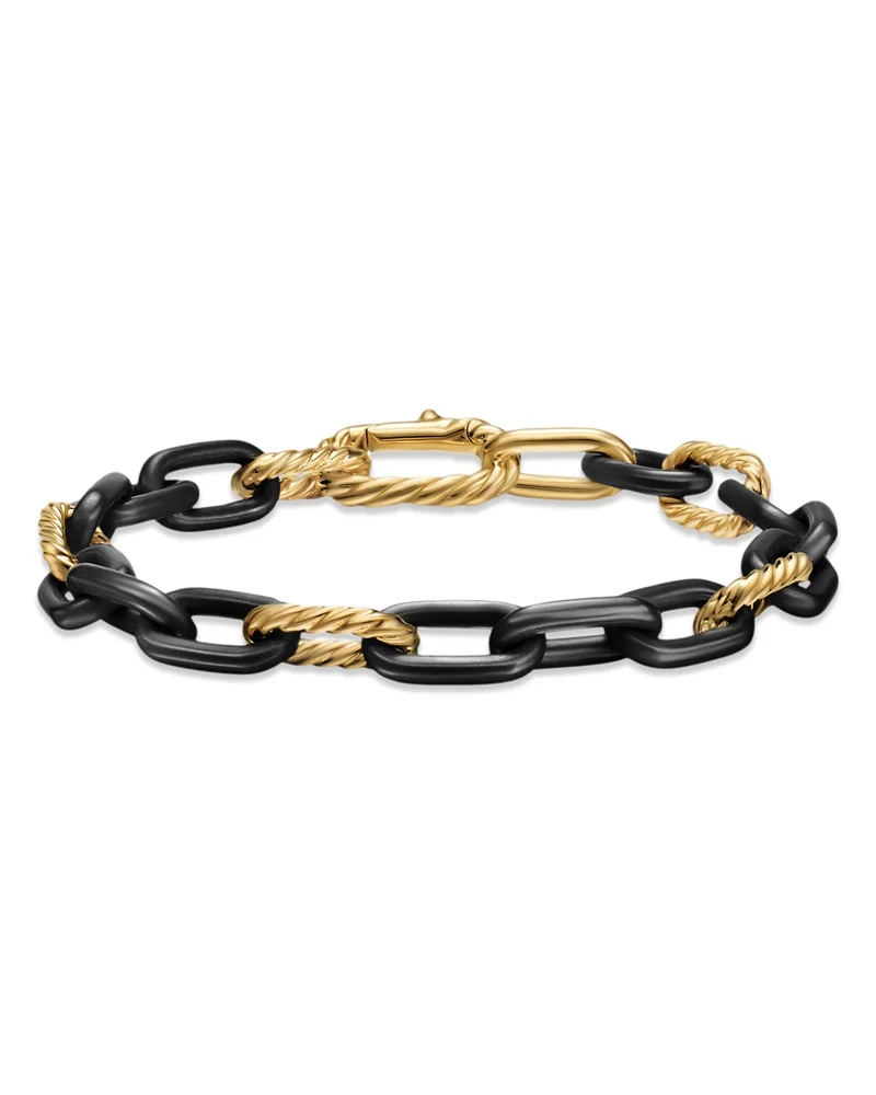 DY Madison® Chain Bracelet in Black Titanium with 18K Yellow Gold, 8.5mm