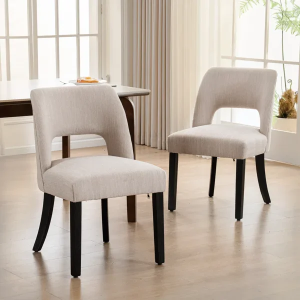 Nakenzie Linen Dining Chair With Solid Wood Legs (Set of 2)