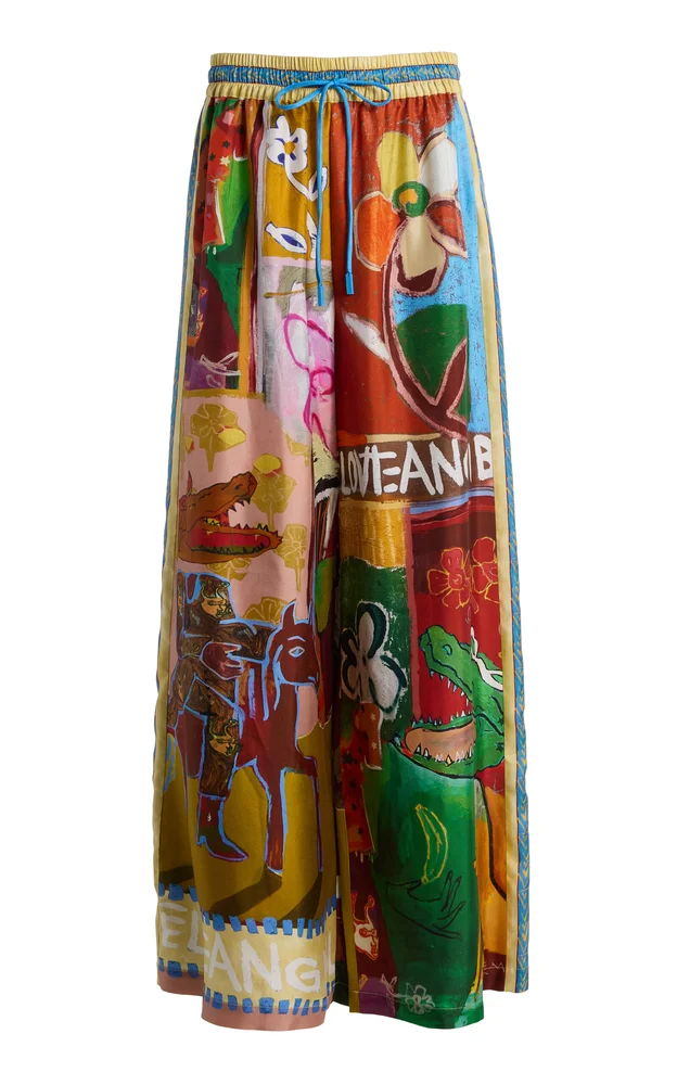 Mlak Printed Silk-Twill Pants