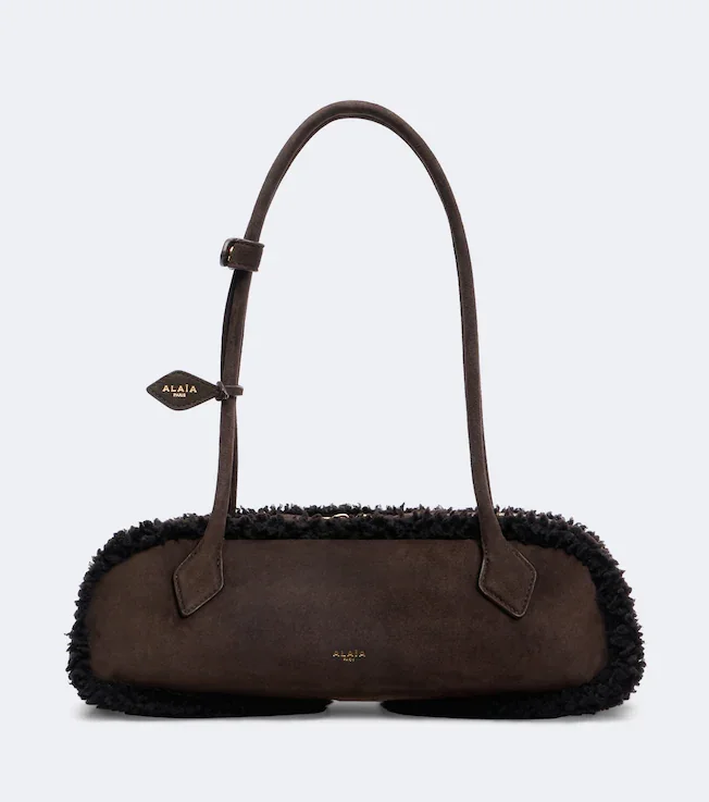 Le Teckel Medium suede shoulder bag