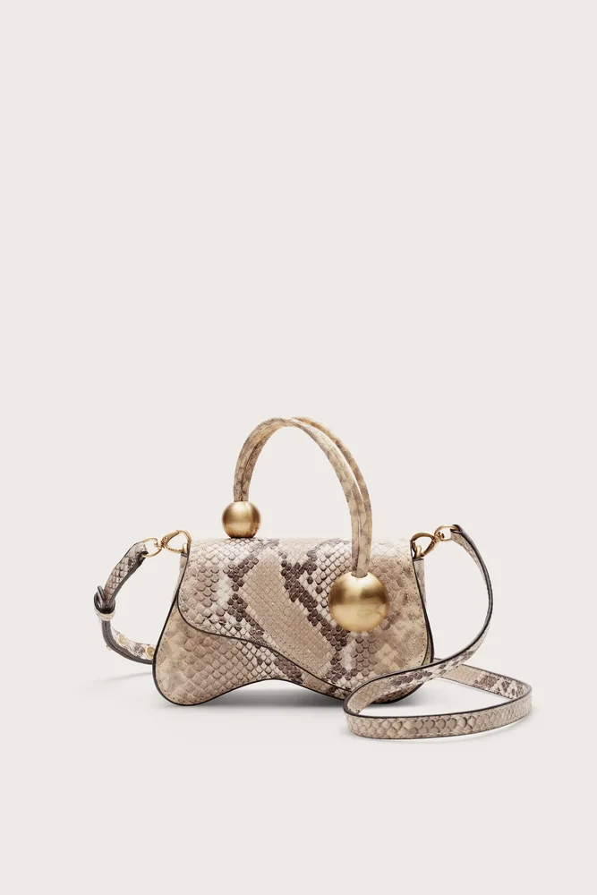 Kazia Nano Python-Print Leather Crossbody Bag