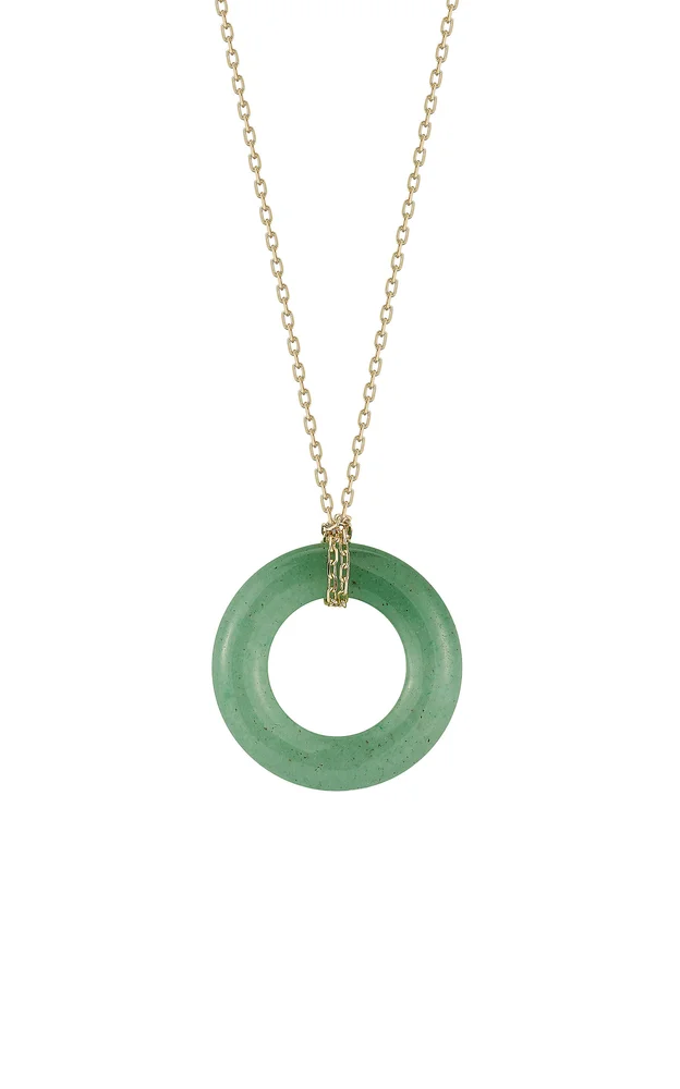 14K Yellow Gold Jade Donut Necklace