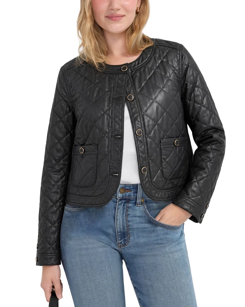Quilted Collarless Jacket